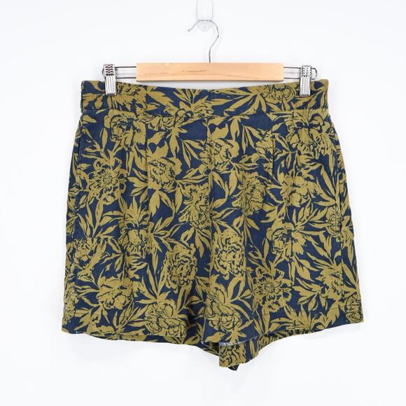 NWT Madewell Clean Pull-On Shorts In 100% Linen Deep Shadow Floral Size Medium - Picture 3 of 8